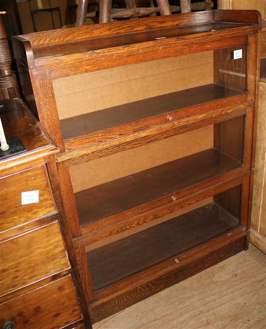 Oak Globe Wernicke three section bookcase